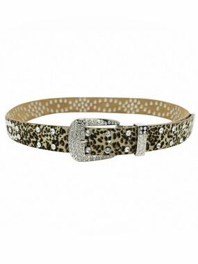 Leopard Print Rhinestone Western Belt Y2K